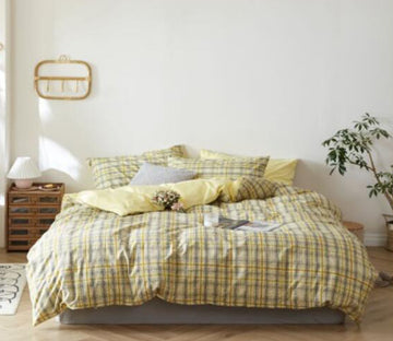 3D Yellow Plaid Pattern 30028 Bed Pillowcases Quilt
