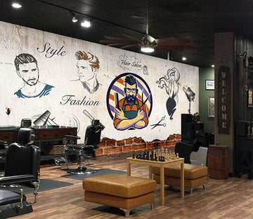 3D Glasses Uncle 1487 Barber Shop Wall Murals Wallpaper AJ Wallpaper 2 