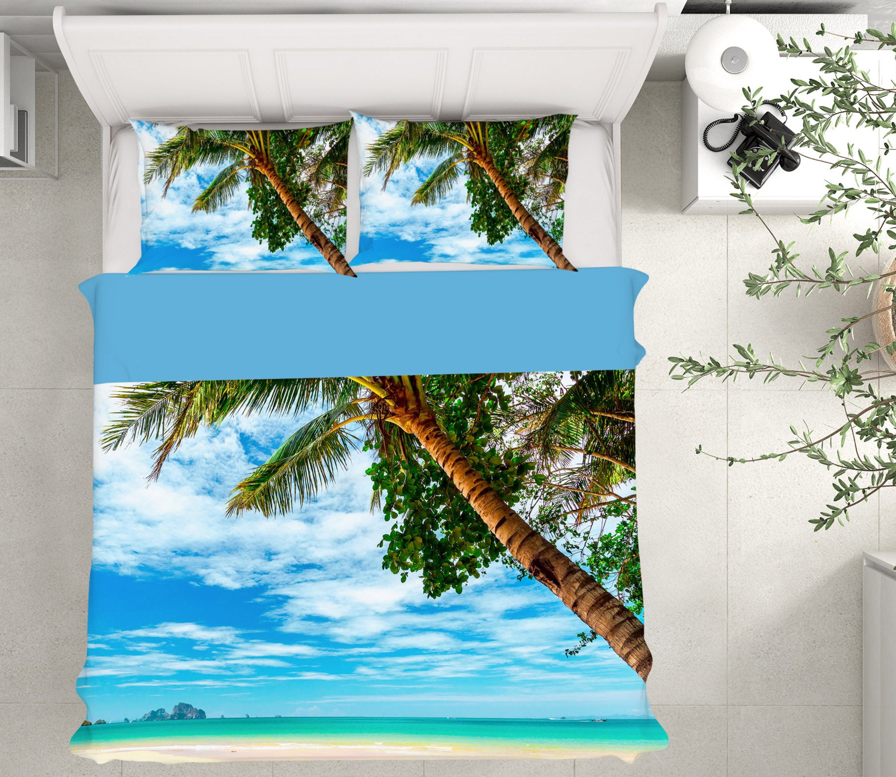 3D Coconut Beach 61104 Bed Pillowcases Quilt