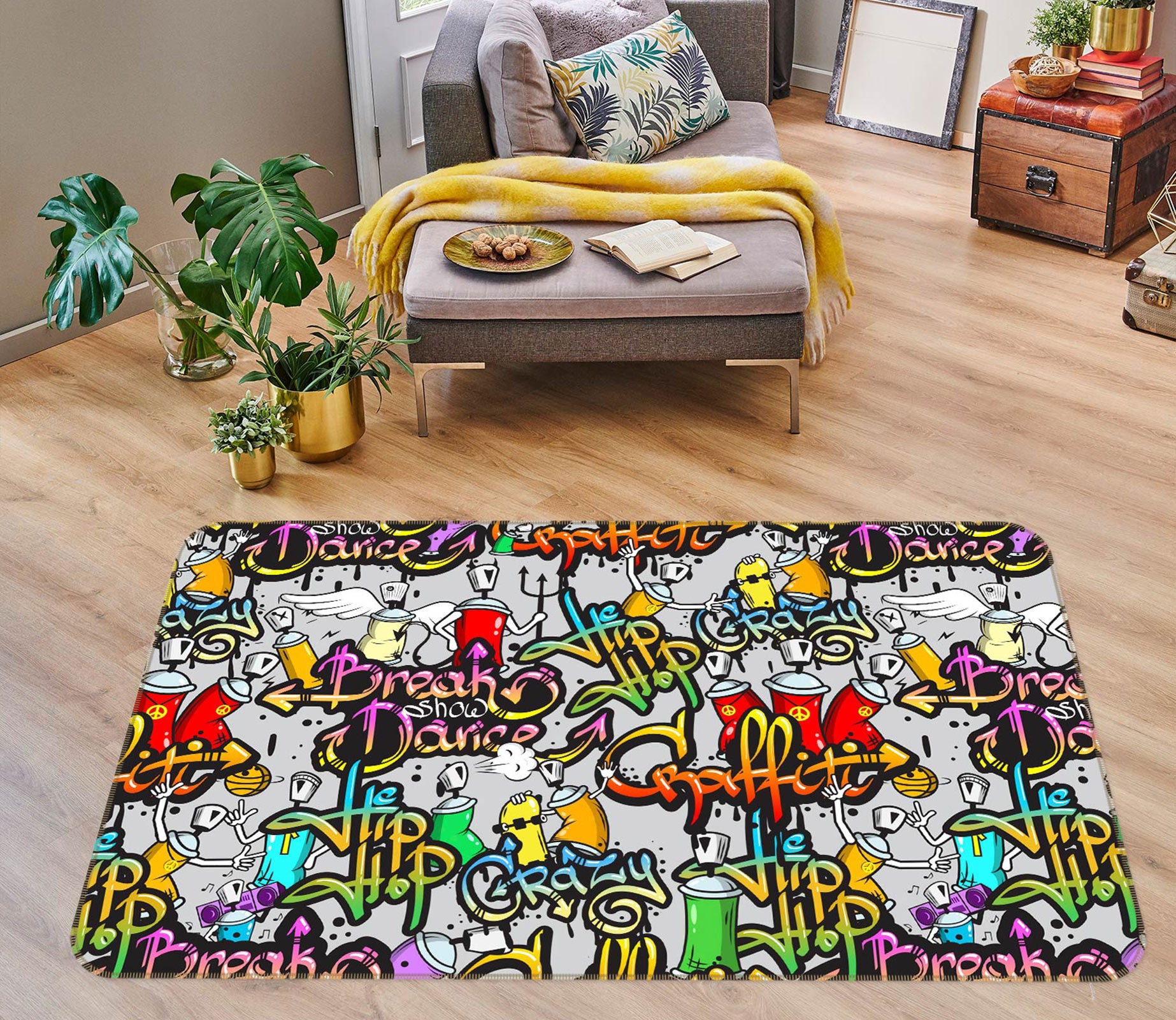 3D Graffiti Letters 30094 Non Slip Rug Mat