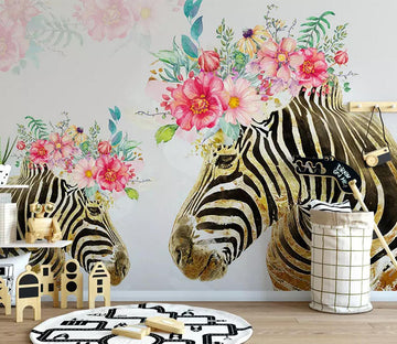 3D Zebra Flower WC458 Wall Murals