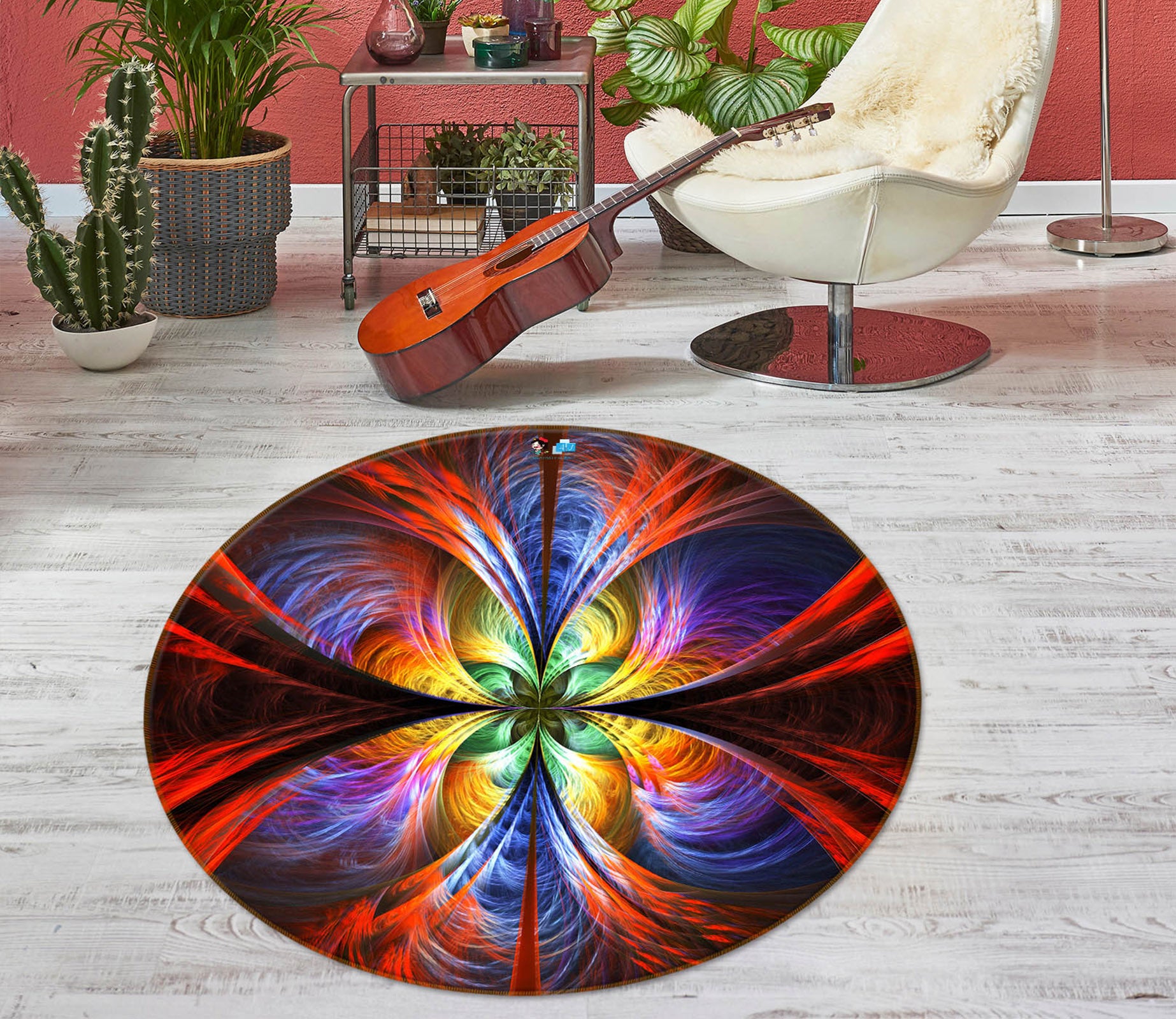 3D Color Abstract Pattern 74160 Round Non Slip Rug Mat