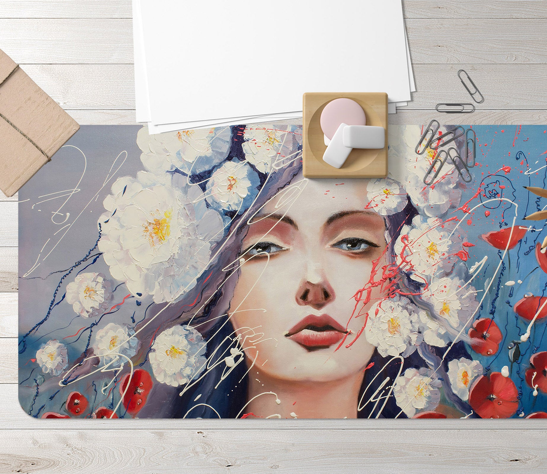 3D Flower Woman 17125 Desk Mat
