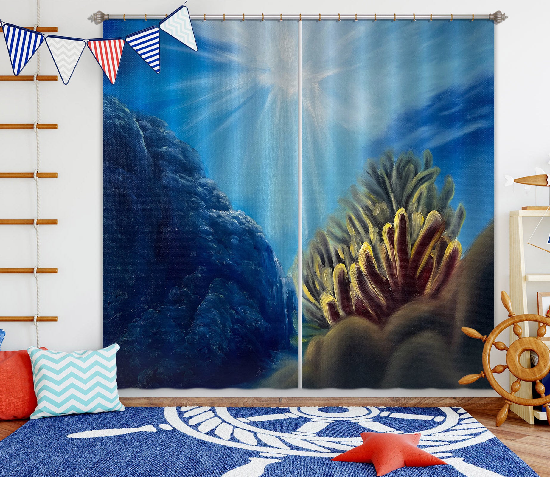 3D Sea Stony Coral 9778 Marina Zotova Curtain Curtains Drapes