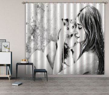 3D Sketch Kitten 031 Curtains Drapes