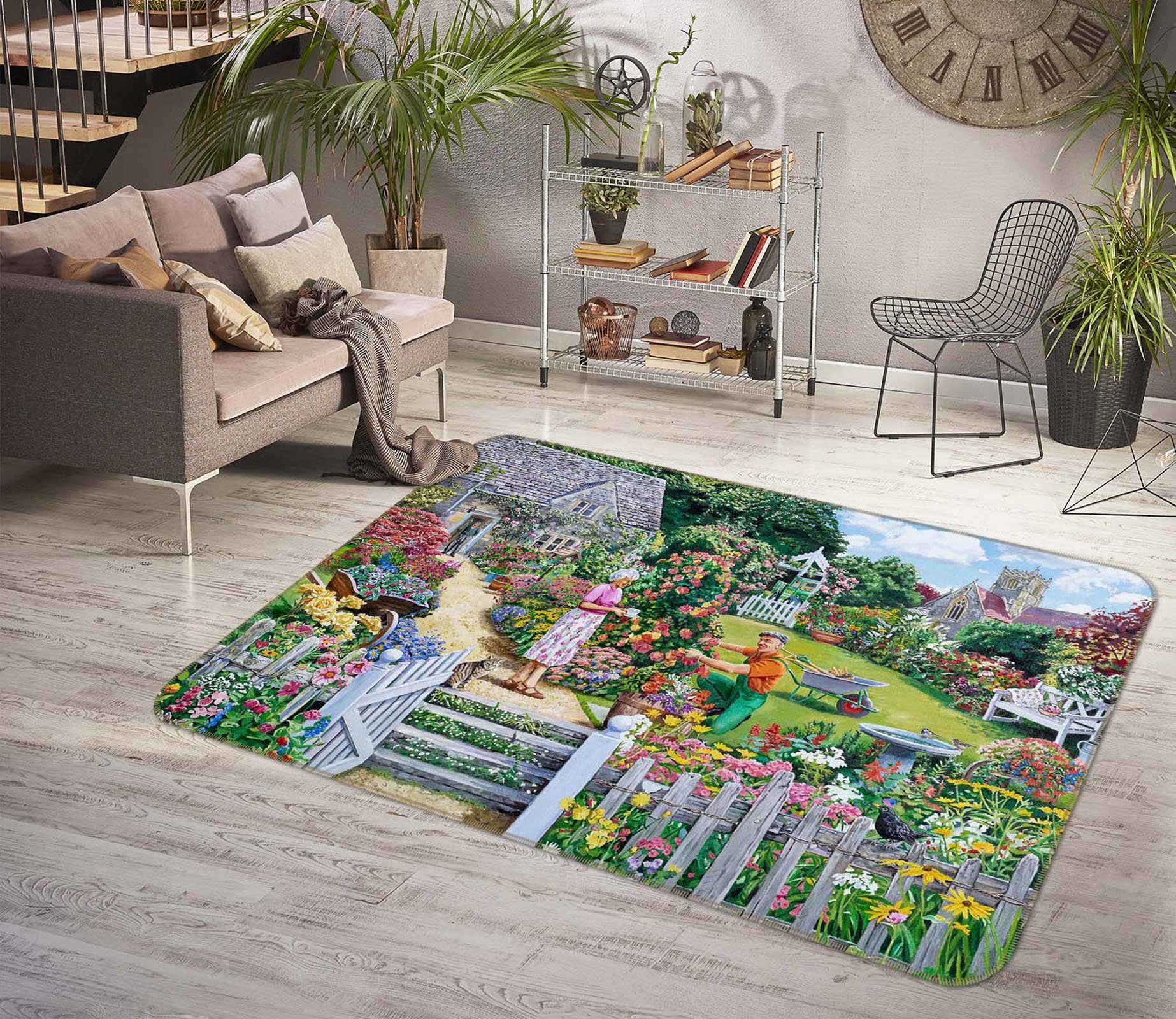 3D Beautiful Garden 1106 Trevor Mitchell Rug Non Slip Rug Mat Mat AJ Creativity Home 