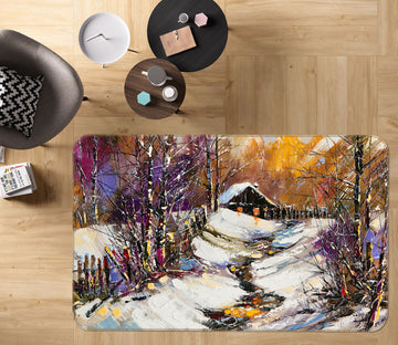 3D Snowfield Cottages 35147 Non Slip Rug Mat
