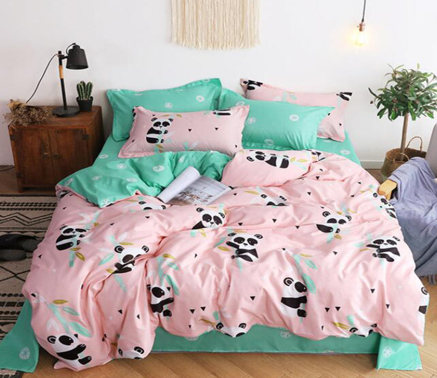 3D Pink Bottom Panda 13045 Bed Pillowcases Quilt