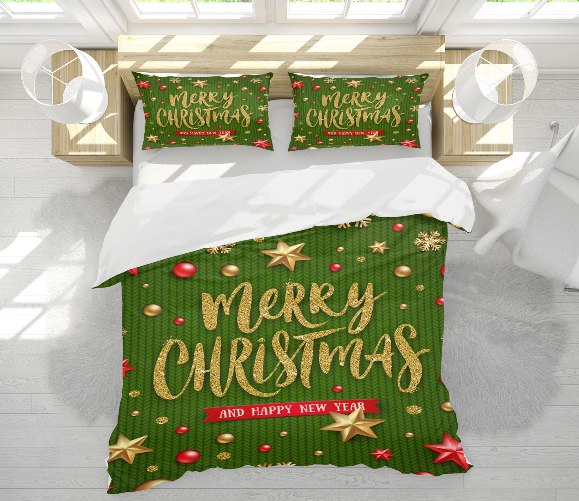 3D Star 51116 Christmas Quilt Duvet Cover Xmas Bed Pillowcases