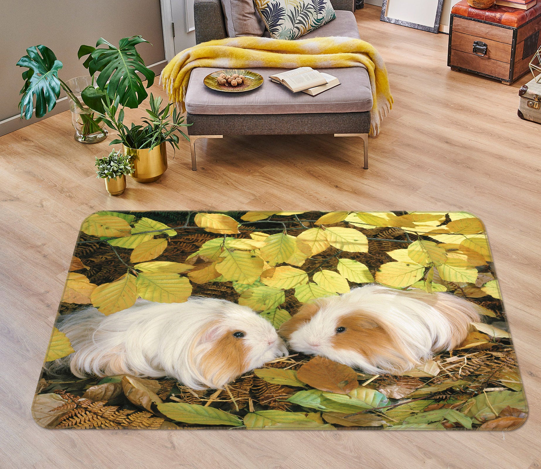 3D Leaf Rabbit 111 Animal Non Slip Rug Mat