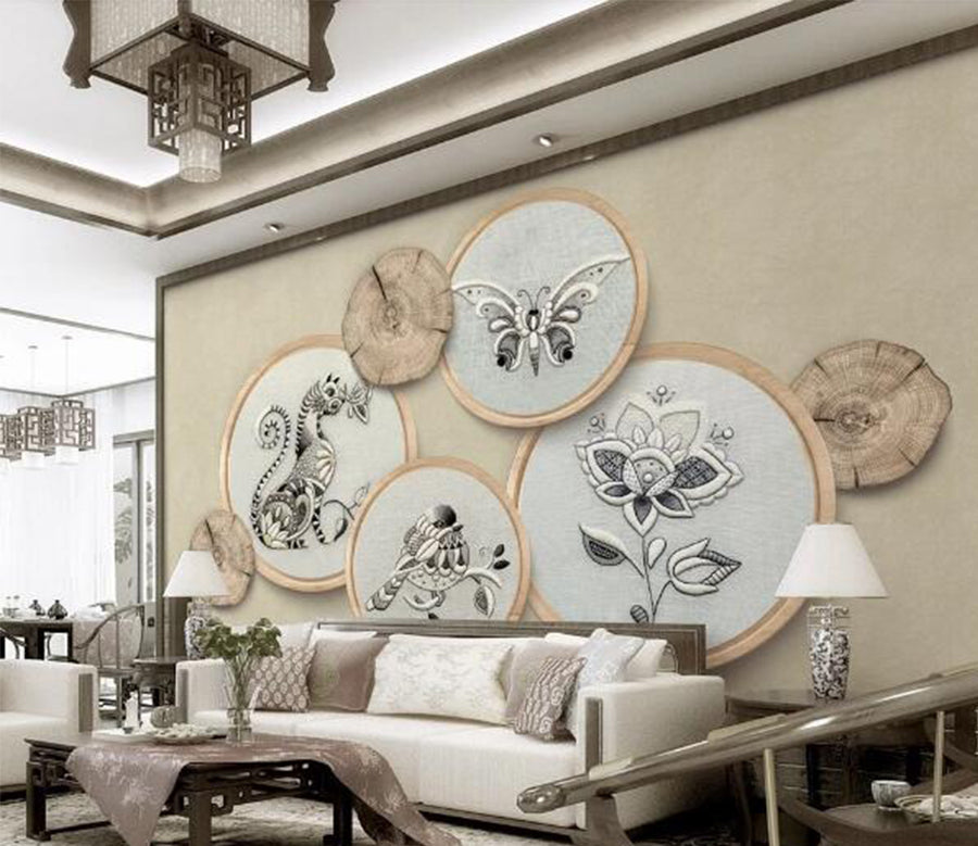 3D Embroidered Cat WC227 Wall Murals