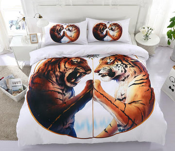 3D Double Tiger 1084 Bed Pillowcases Quilt