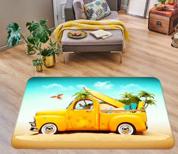 3D Yellow Car 42052 Vehicle Non Slip Rug Mat