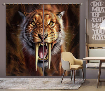 3D Tiger Teeth 073 Jerry LoFaro Curtain Curtains Drapes Curtains AJ Creativity Home 