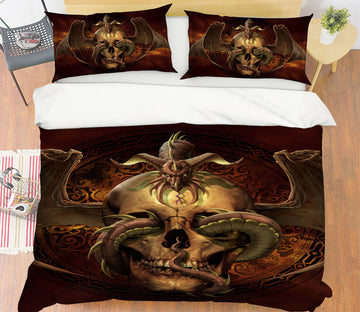 3D Skull Dragon 4075 Tom Wood Bedding Bed Pillowcases Quilt