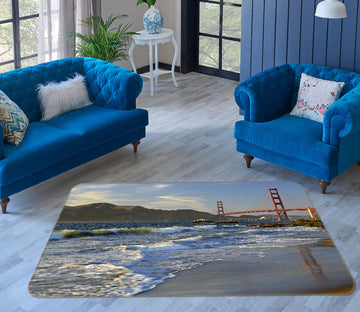 3D Golden Gate Bridge Sunset 84060 Kathy Barefield Rug Non Slip Rug Mat