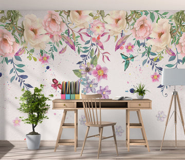 3D Colored Bird Petals 1044 Wall Murals