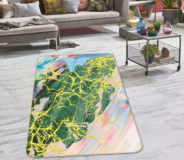 3D Green Pattern 27167 Non Slip Rug Mat