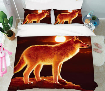 3D Sunset Wolf 084 Bed Pillowcases Quilt Exclusive Designer Vincent Quiet Covers AJ Creativity Home 