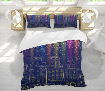 3D Colorful Light Houses 51067 Christmas Quilt Duvet Cover Xmas Bed Pillowcases