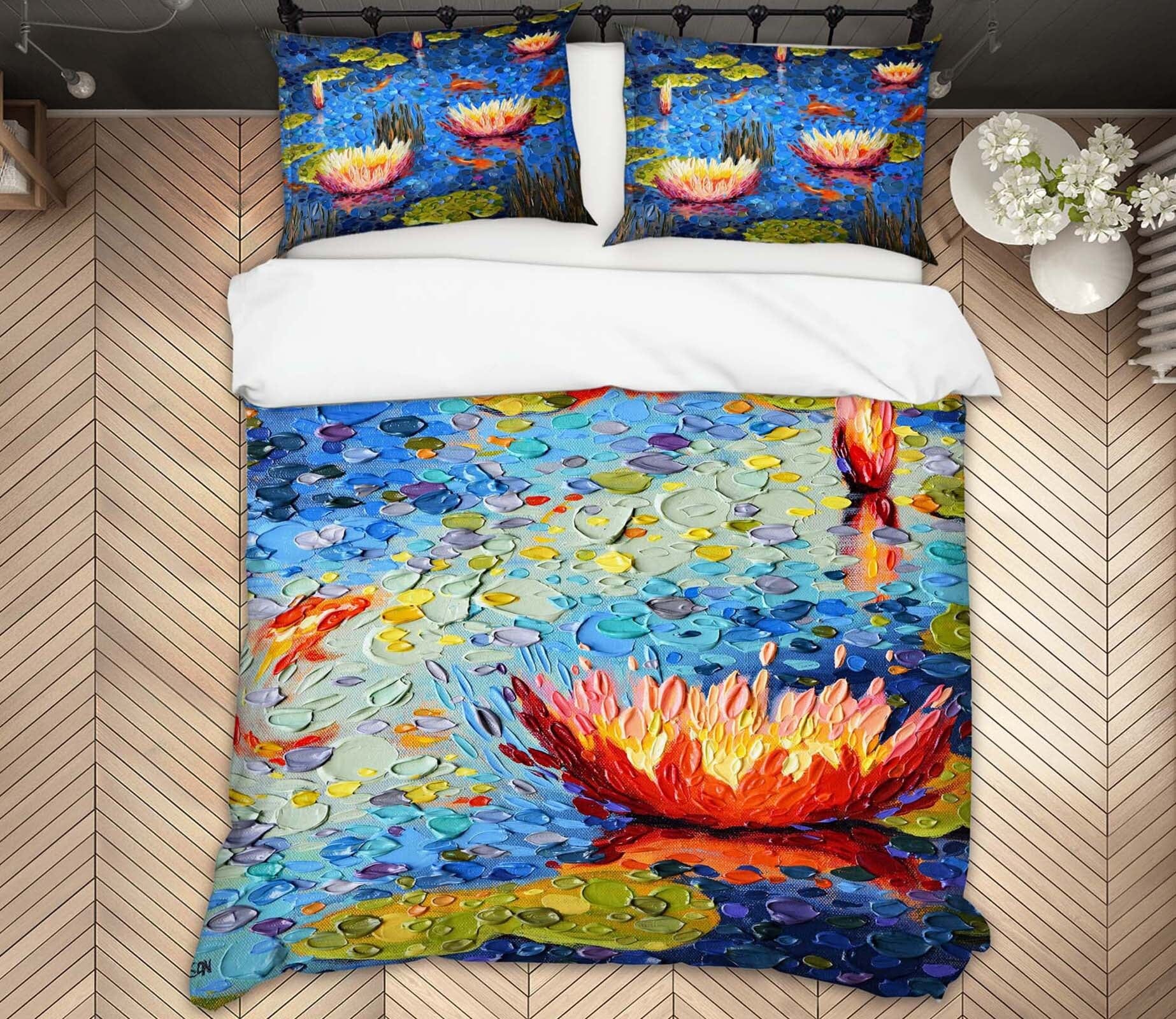 3D Lotus Pond 2110 Dena Tollefson bedding Bed Pillowcases Quilt Quiet Covers AJ Creativity Home 