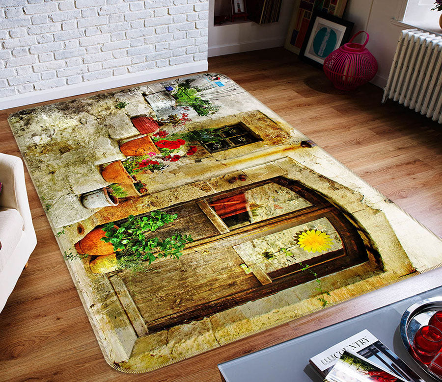 3D Flowerpot Door 66039 Non Slip Rug Mat
