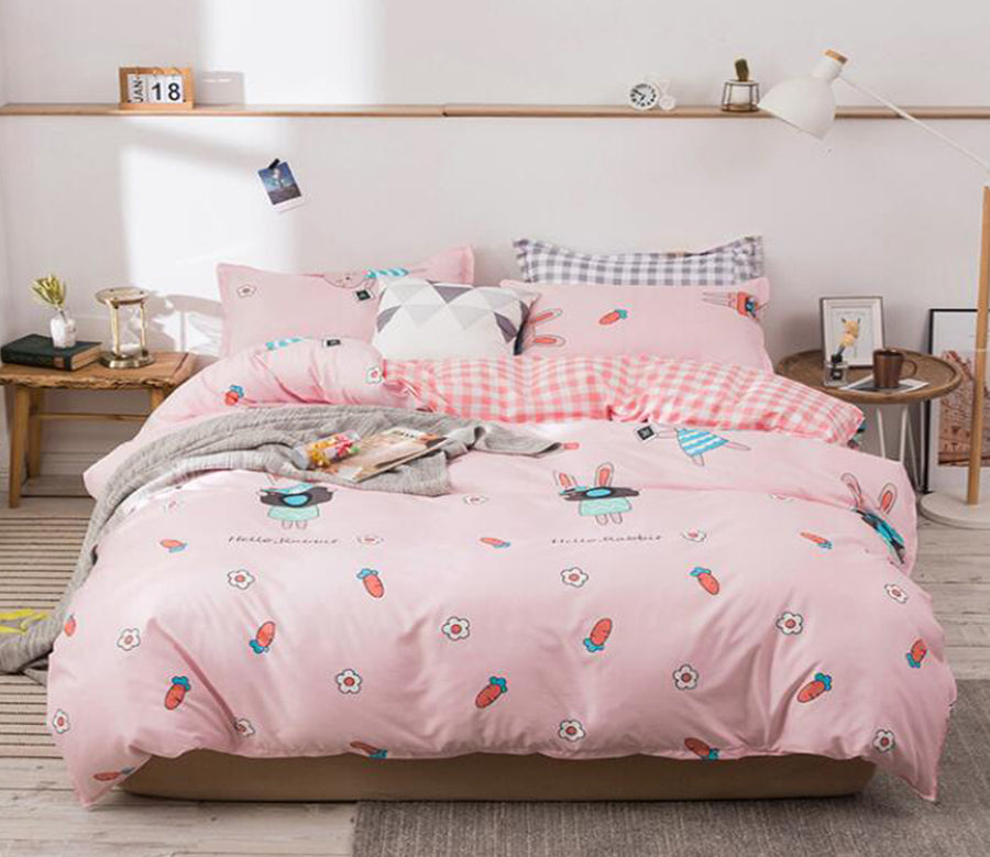 3D Pink Cartoon Carrot 13004 Bed Pillowcases Quilt
