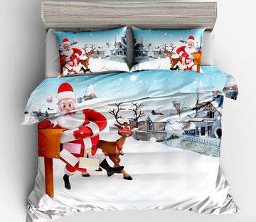 3D Santa Deer 46076 Christmas Quilt Duvet Cover Xmas Bed Pillowcases