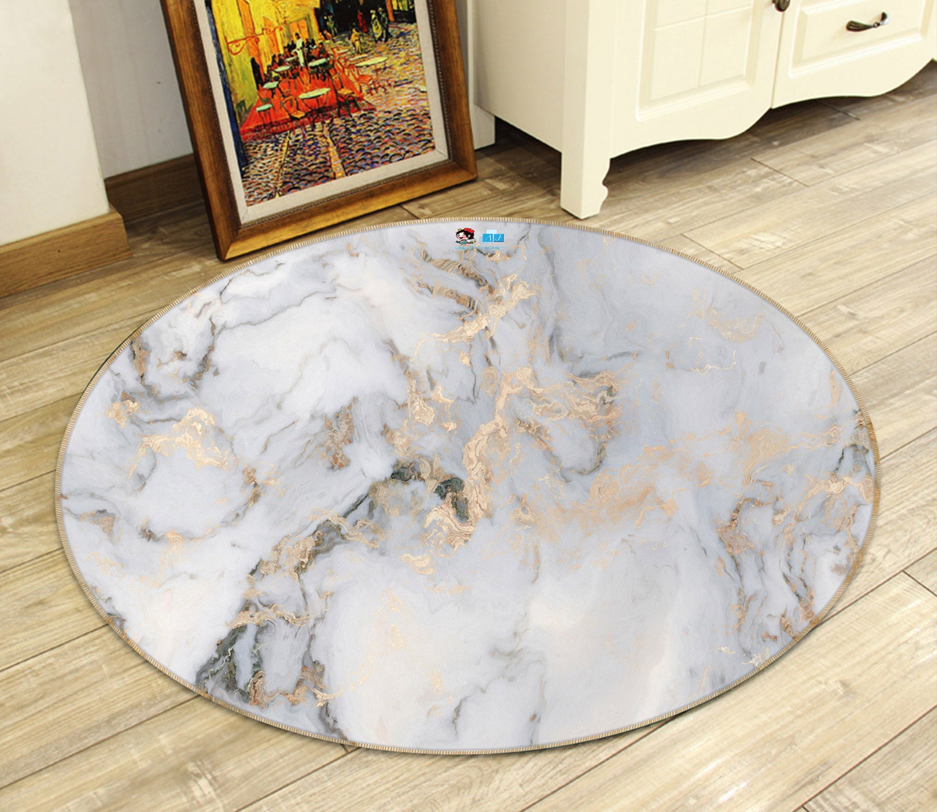 3D Marbling 71144 Round Non Slip Rug Mat