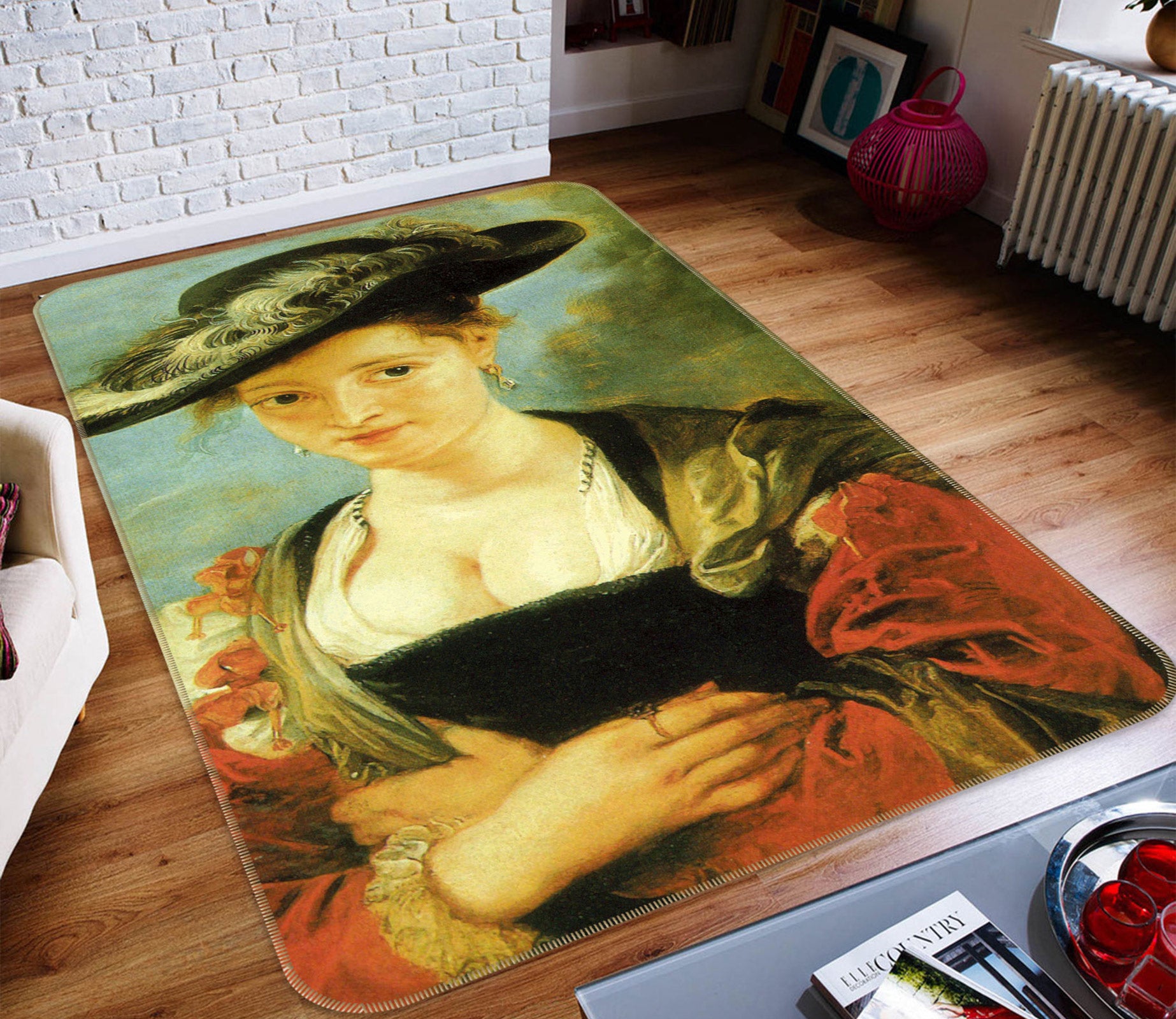 3D Oil Painting Woman 76195 Non Slip Rug Mat