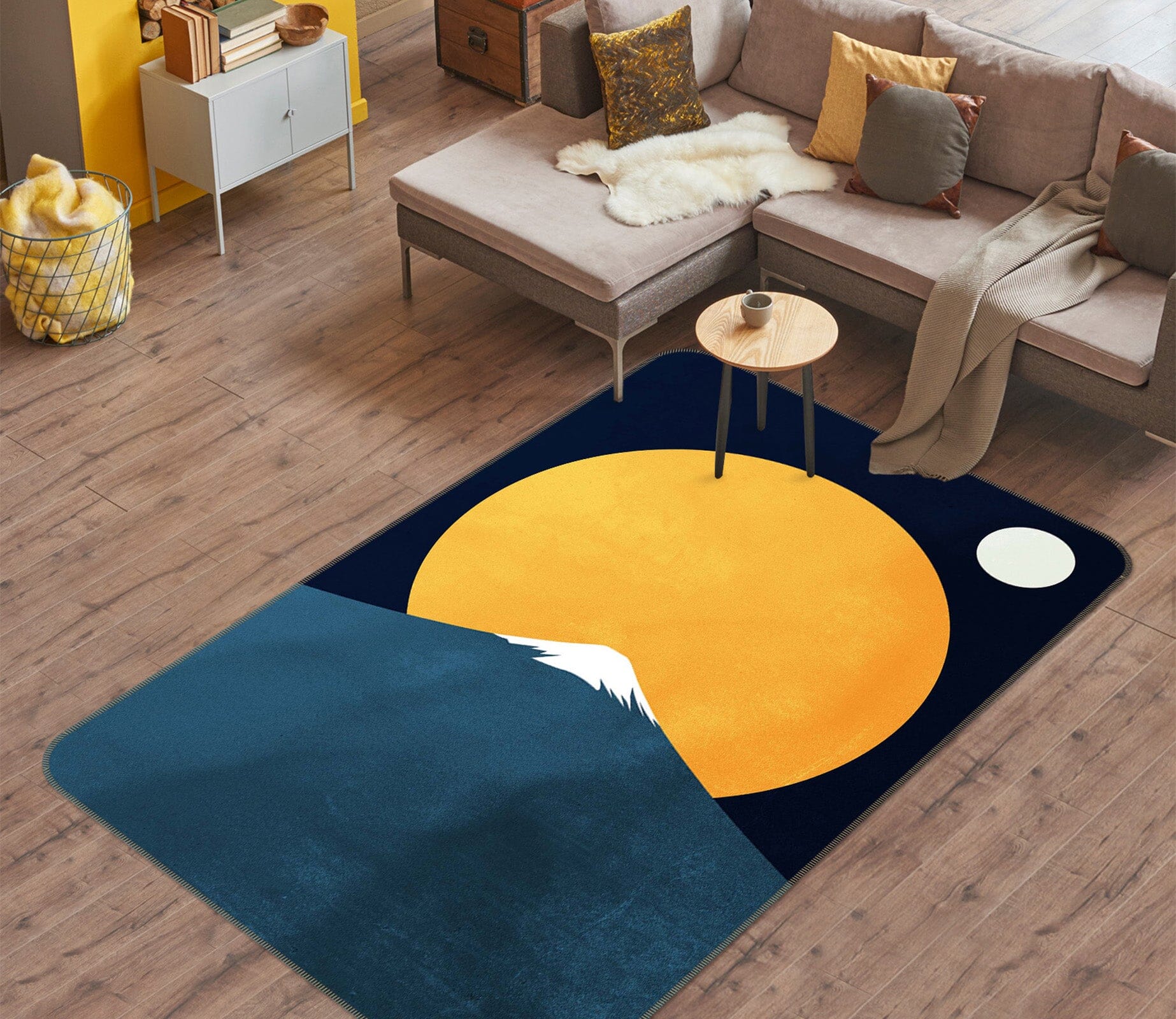 3D Yellow Moon Mountain 1053 Boris Draschoff Rug Non Slip Rug Mat Mat AJ Creativity Home 