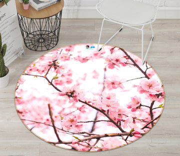 3D Cherry Blossom Branch 81071 Round Non Slip Rug Mat