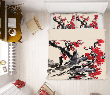 3D Plum Blossom Ink Painting 16014 Bed Pillowcases Quilt