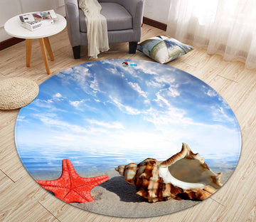 3D Starfish And Conch 964 Round Non Slip Rug Mat Mat AJ Creativity Home 