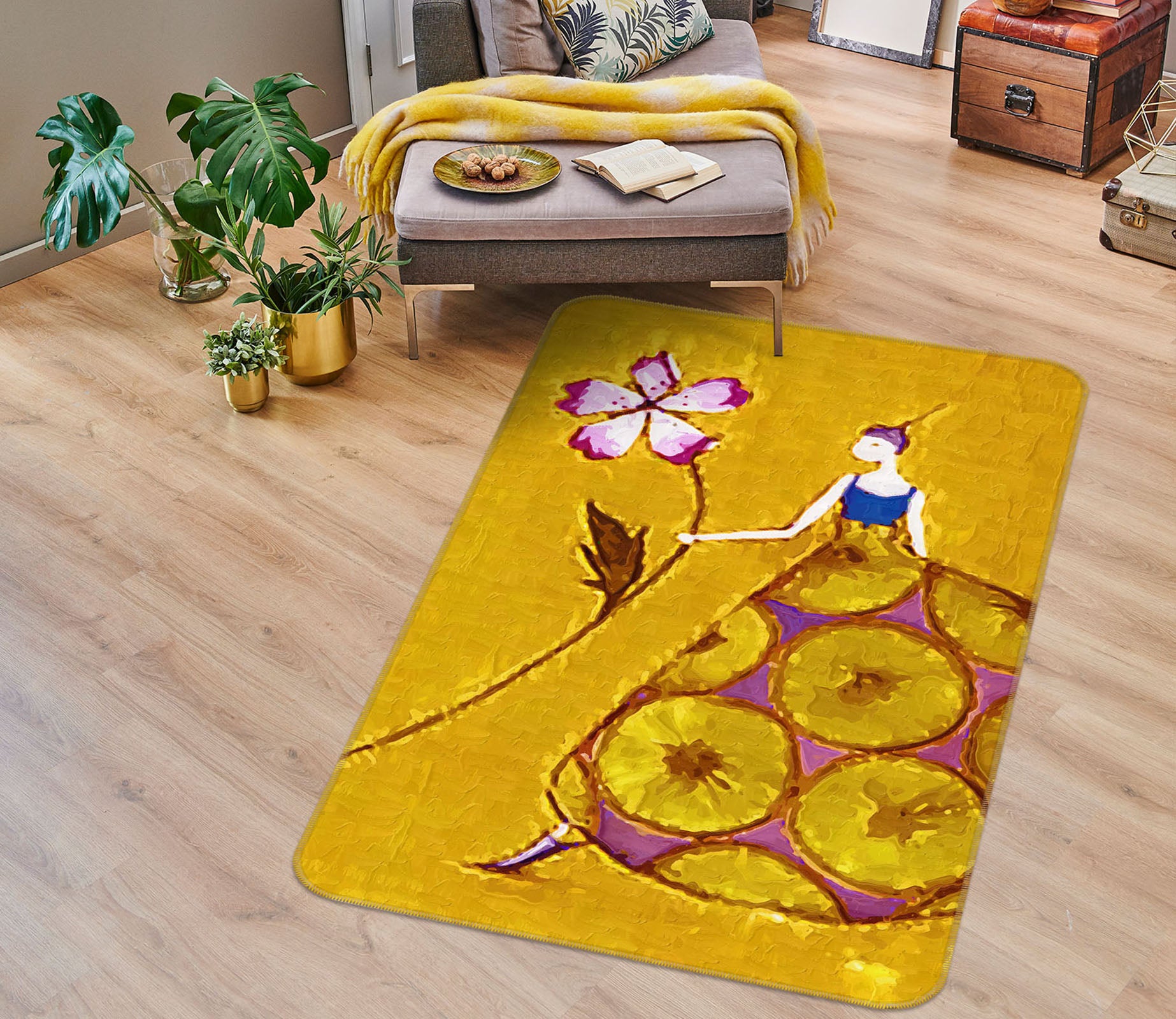 3D Flower Girl 33235 Non Slip Rug Mat