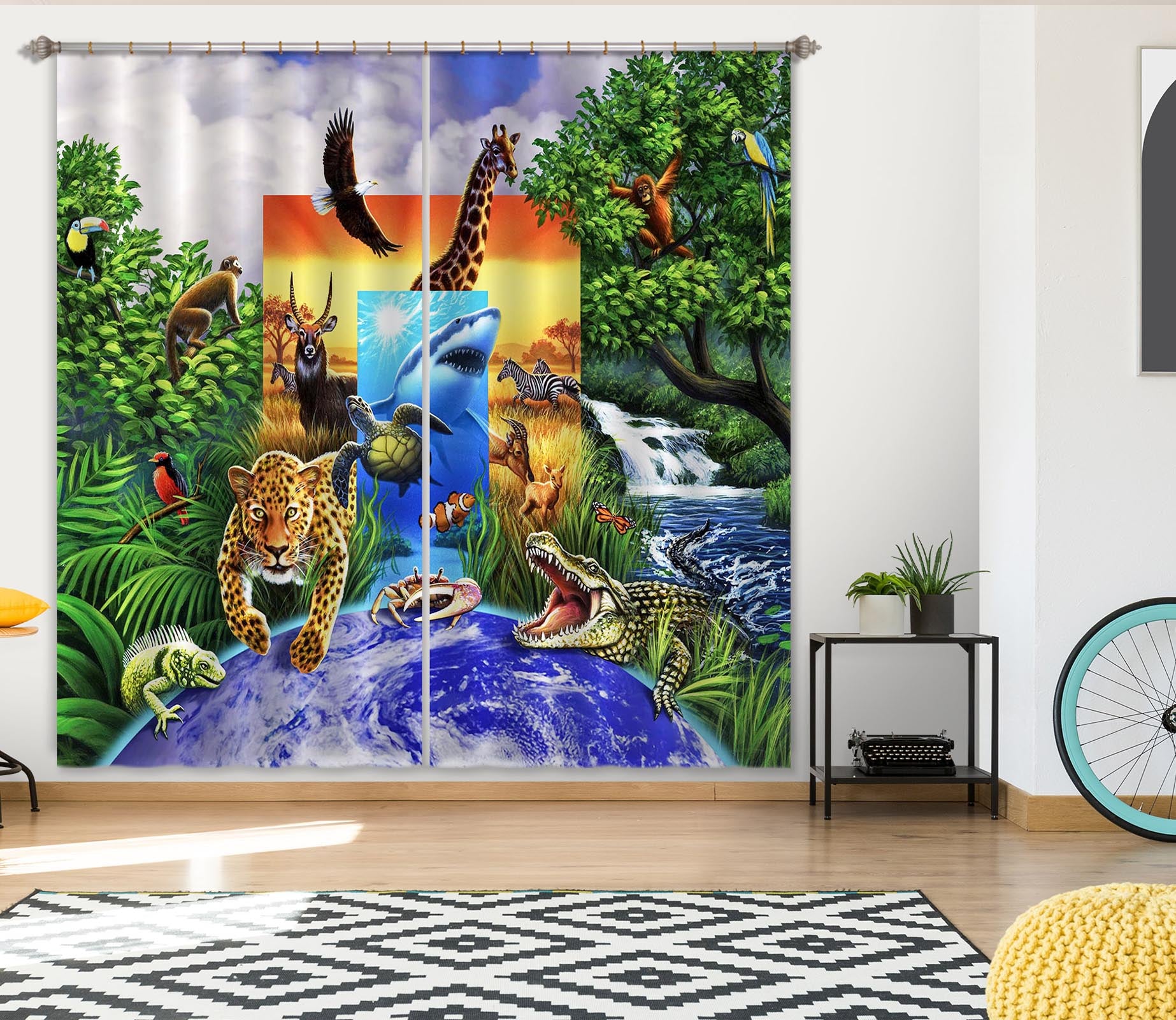 3D Wild World 86104 Jerry LoFaro Curtain Curtains Drapes