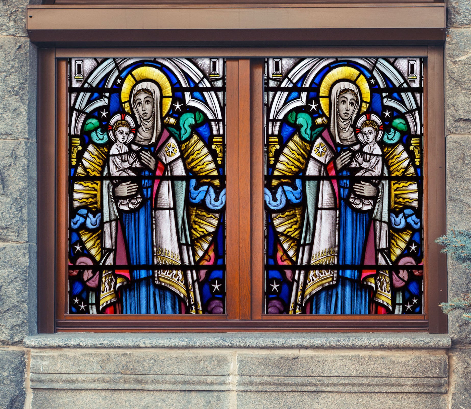 3D Believer Mother 072 Window Film Print Sticker Cling Stained Glass UV Block