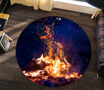 3D Flame 81080 Round Non Slip Rug Mat