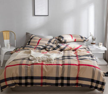 3D Brown Plaid 20254 Bed Pillowcases Quilt