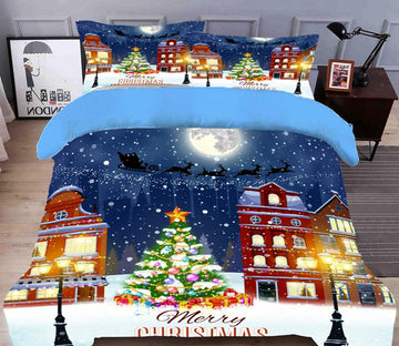 3D Christmas Tree House 45174 Christmas Quilt Duvet Cover Xmas Bed Pillowcases