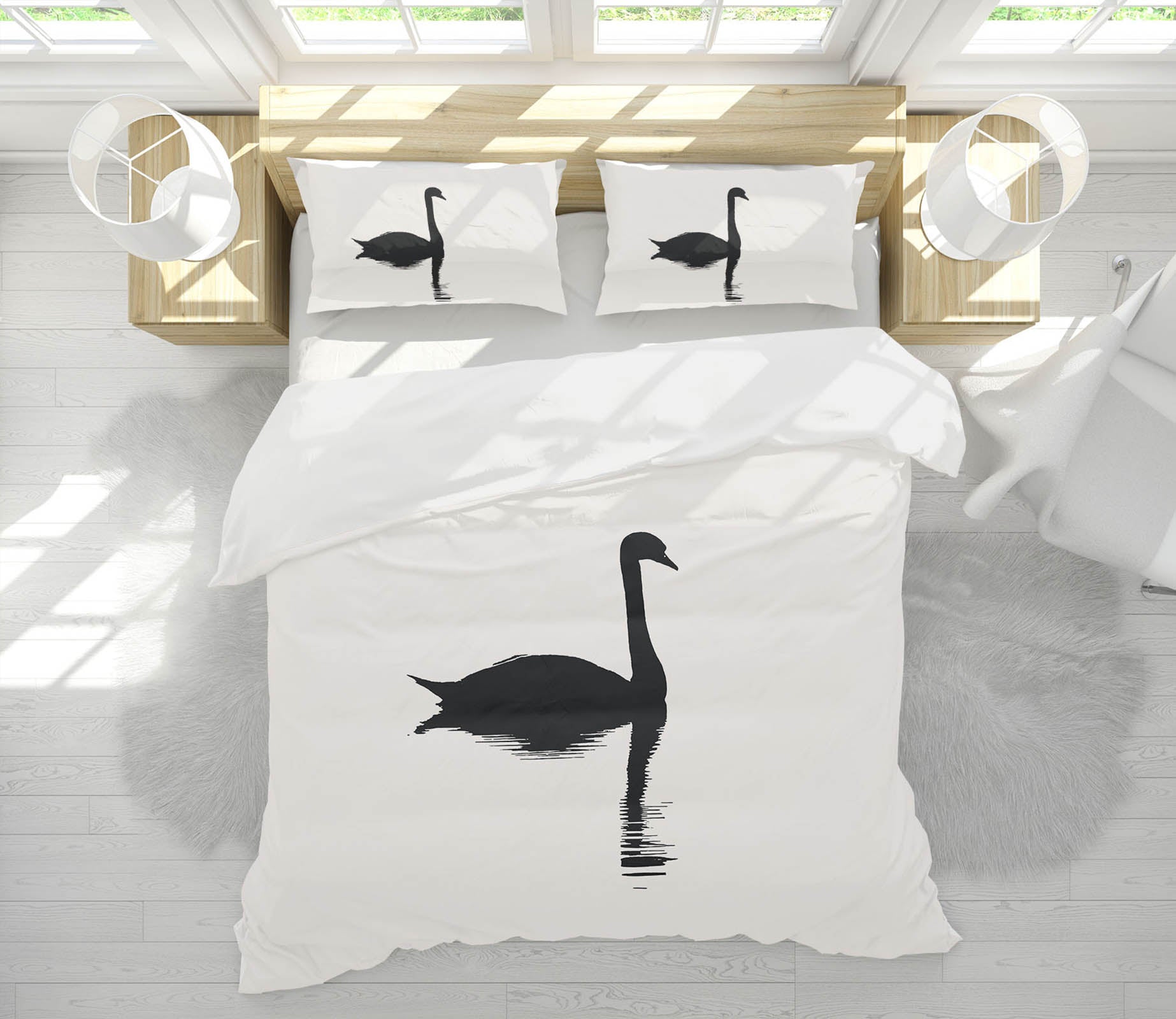3D Swan Pattern 227 Boris Draschoff Bedding Bed Pillowcases Quilt
