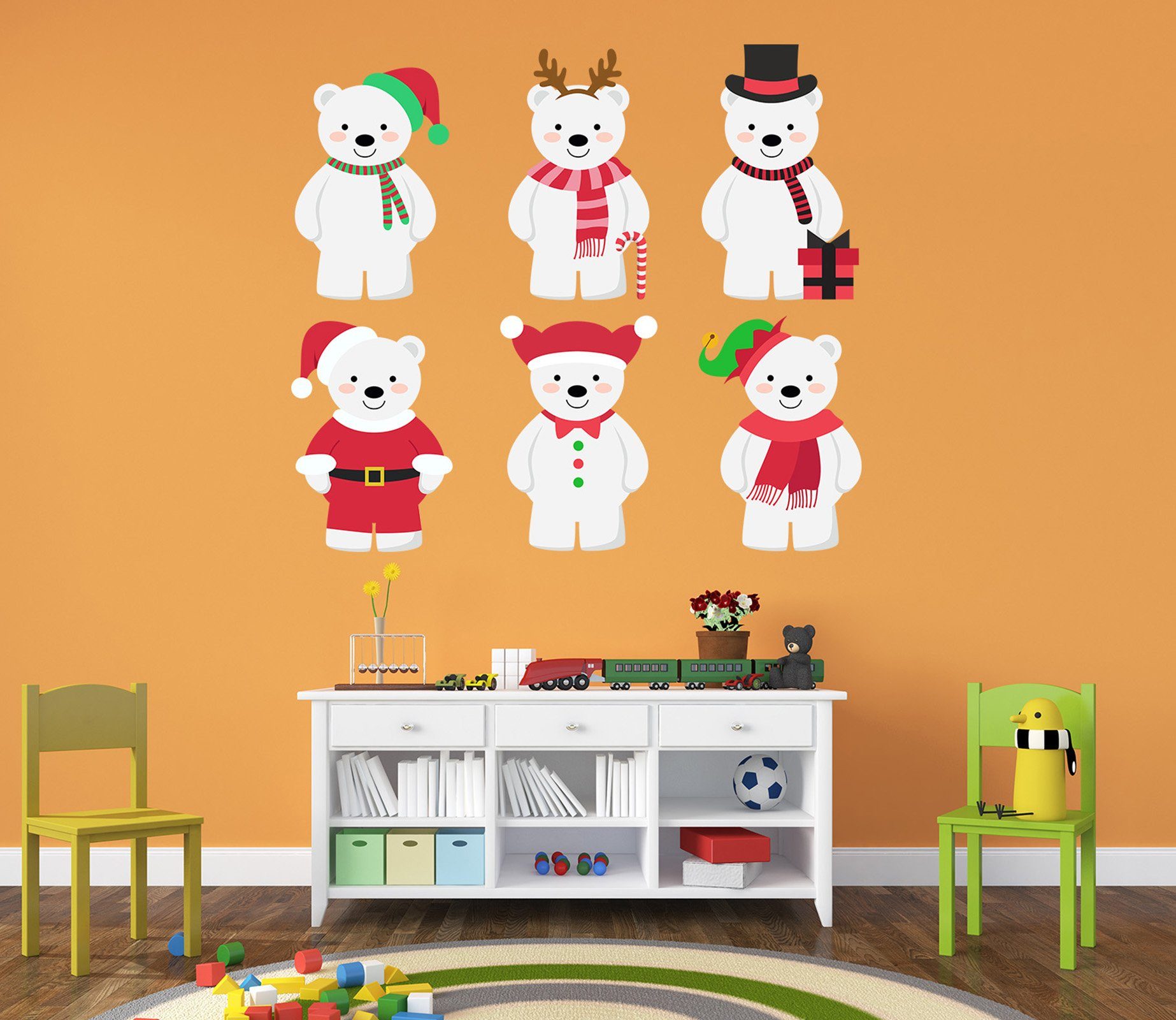 3D Dress Up White Bear 10 Wall Stickers Wallpaper AJ Wallpaper 