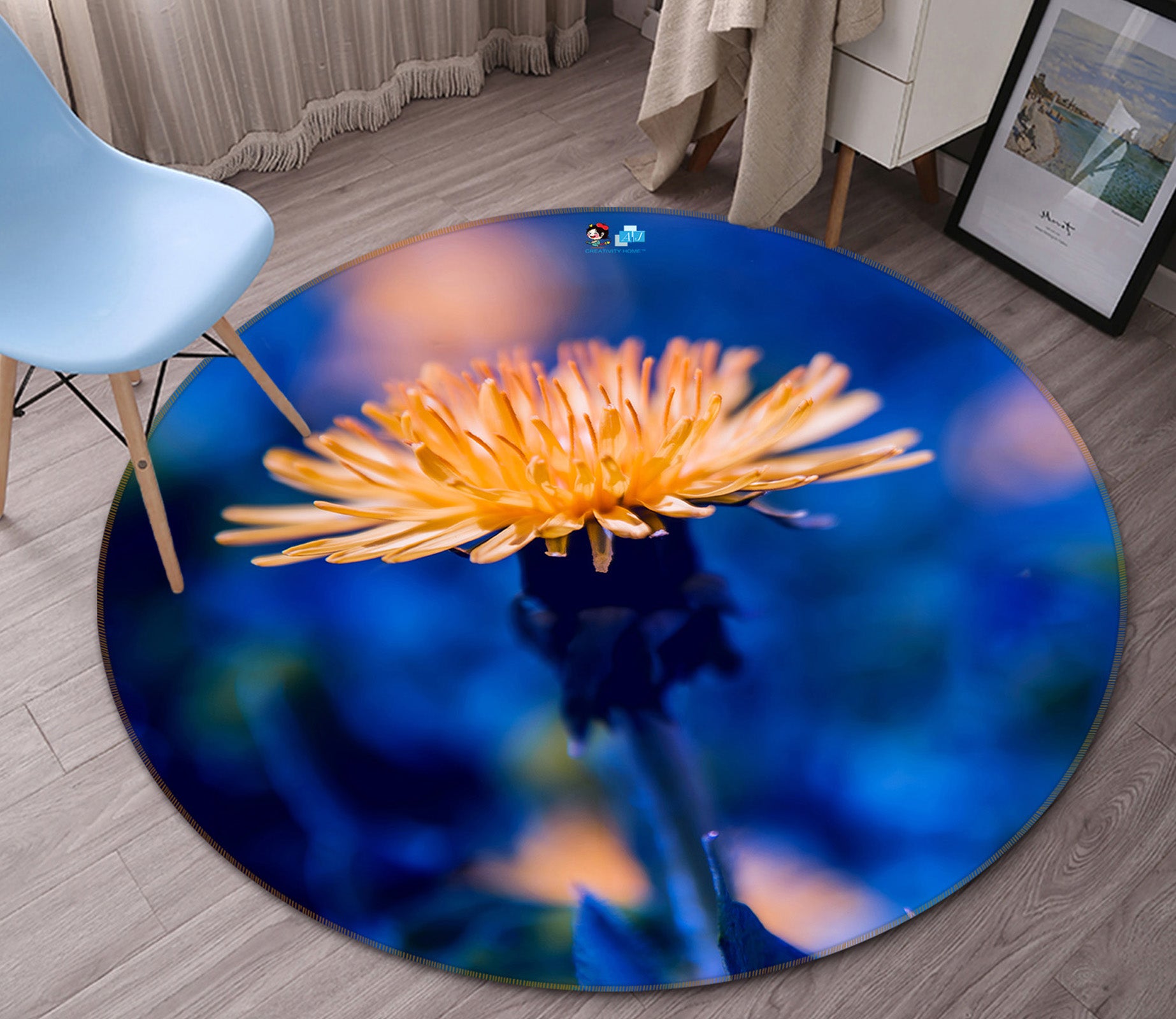 3D Flowers 81091 Round Non Slip Rug Mat