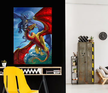 3D Blue Red Dragon 5140 Tom Wood Wall Sticker