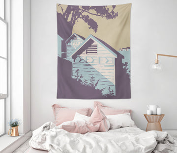 3D Blue House Tree 5320 Steve Read Tapestry Hanging Cloth Hang