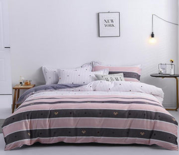 3D Pink Brown Bars 13021 Bed Pillowcases Quilt