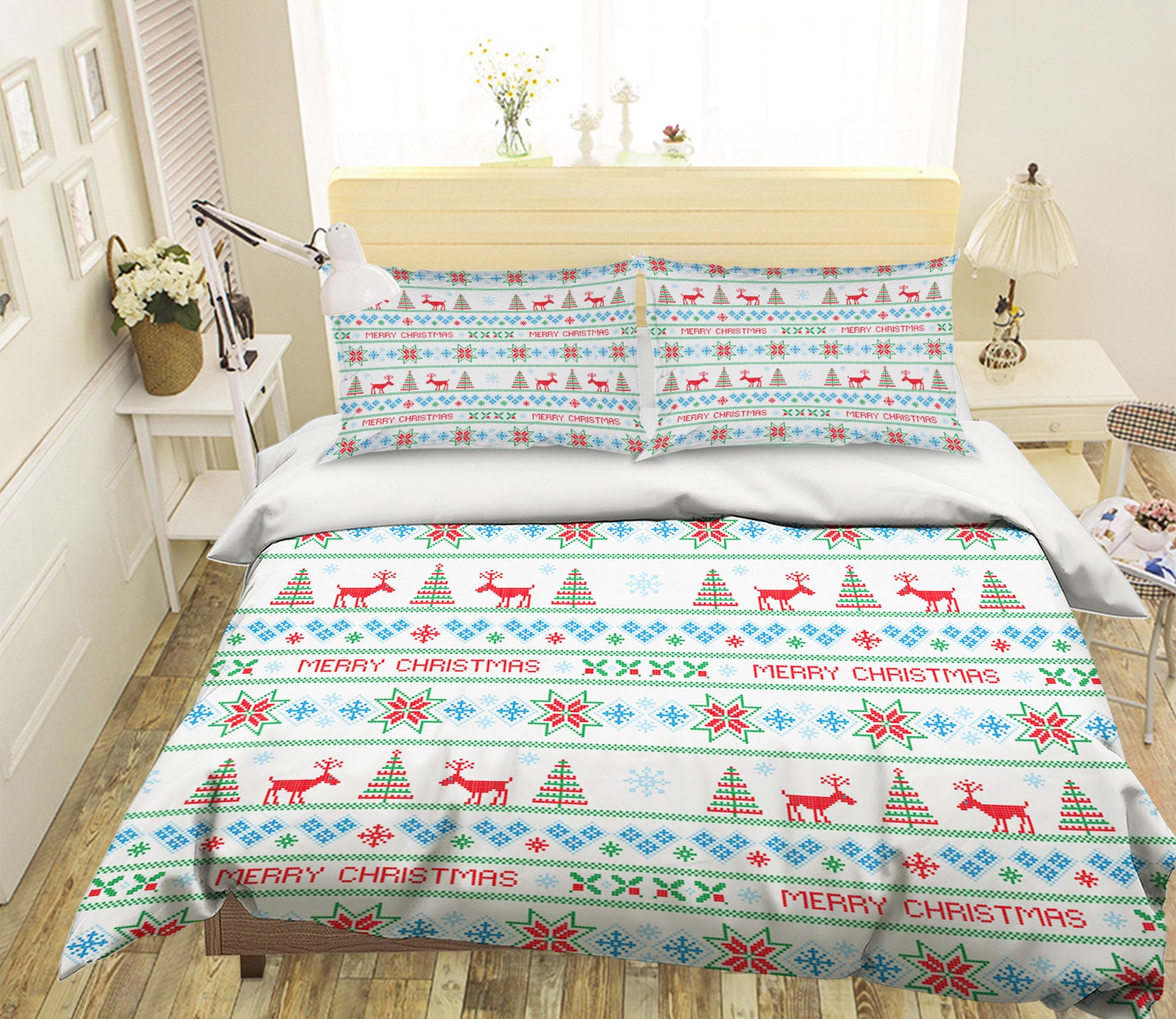 3D Deer Tree 17738 Christmas Quilt Duvet Cover Xmas Bed Pillowcases
