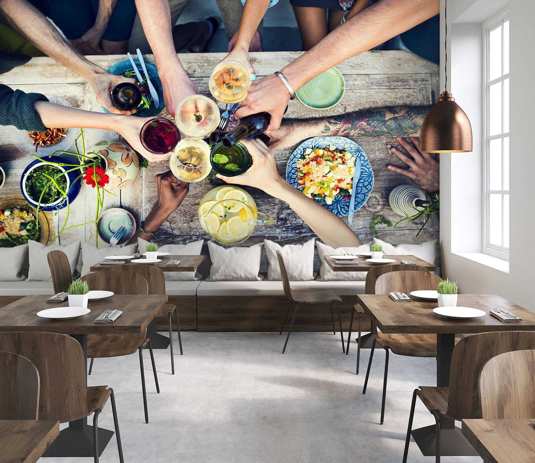 3D Happy Dinner 335 Wall Murals Wallpaper AJ Wallpaper 2 
