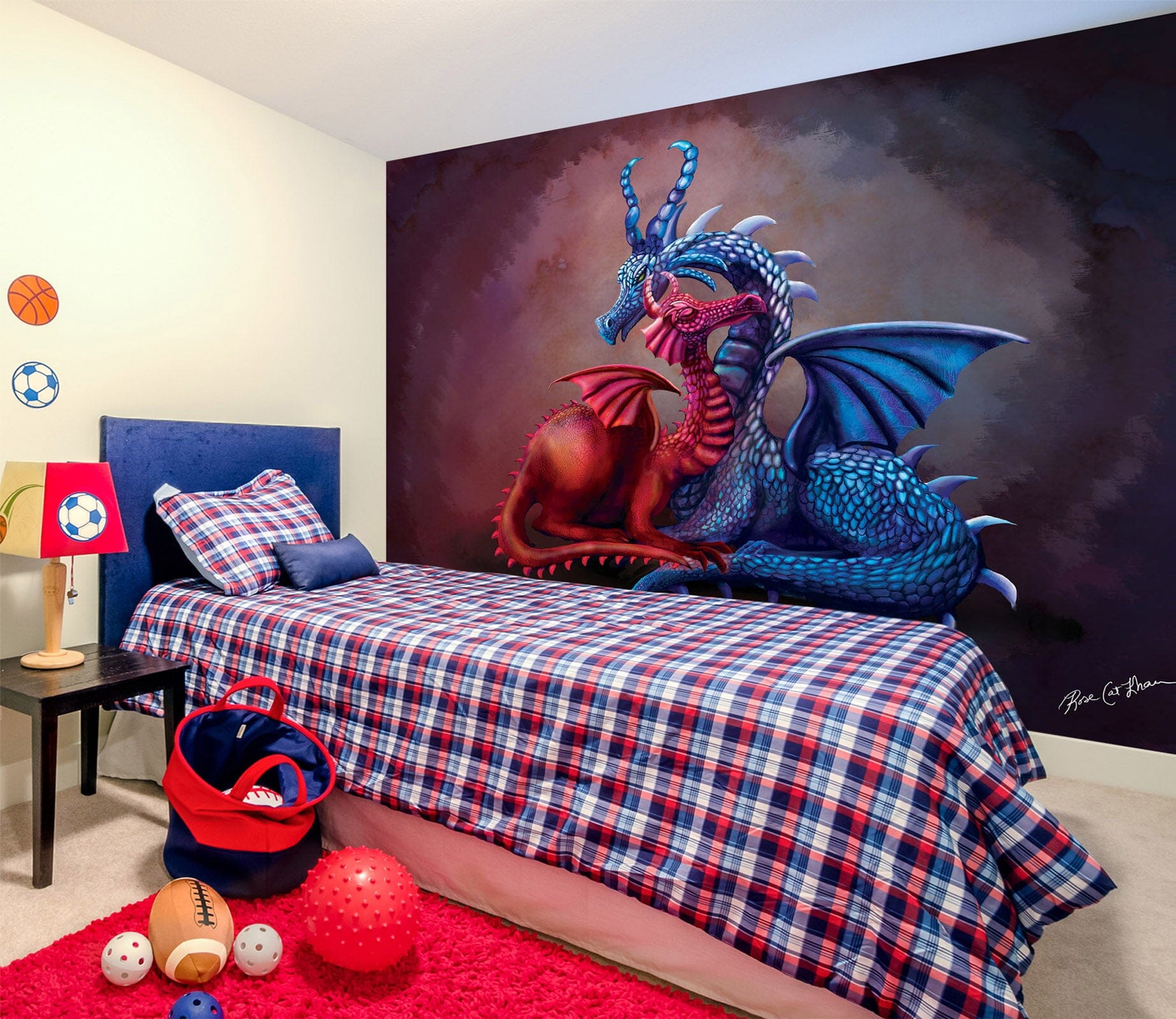3D Two Dragons 1406 Rose Catherine Khan Wall Mural Wall Murals Wallpaper AJ Wallpaper 2 