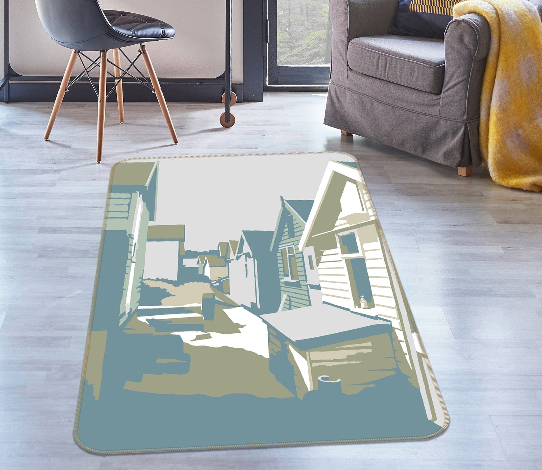 3D Mudeford Beach Huts 1124 Steve Read Rug Non Slip Rug Mat Mat AJ Creativity Home 